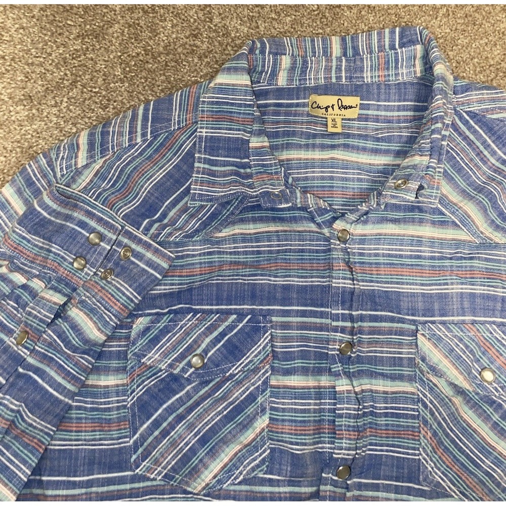 Vintage Chip And Pepper Shirt Pocket Long Sleeve Striped Pearl Snap Size XL Y2K‎